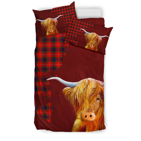 Fraser Modern Tartan Scottish Highland Cow Bedding Set HJ4