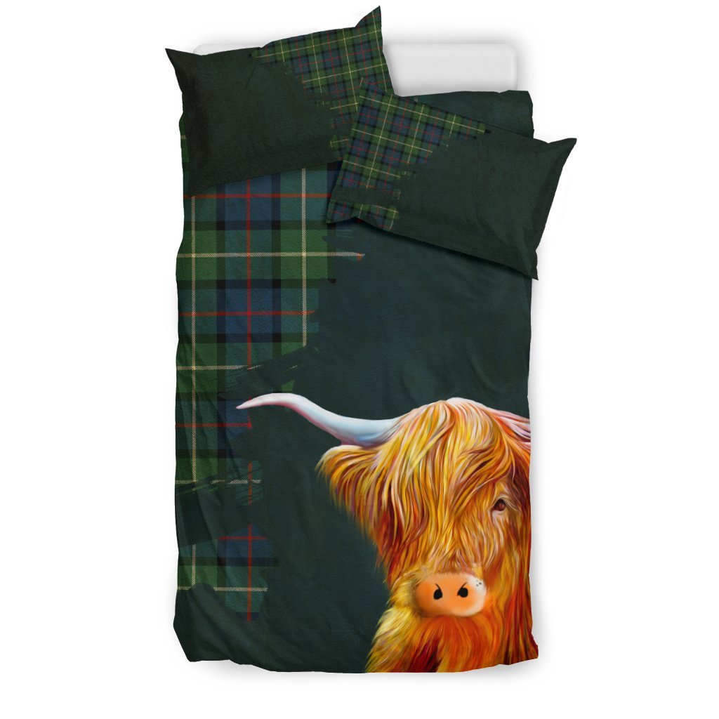 Davidson Of Tulloch Tartan Scottish Highland Cow Bedding Set 01 HJ4