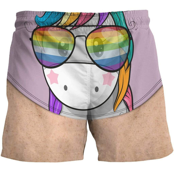 Custom Beach Shorts - Swim Trunks Unicorn