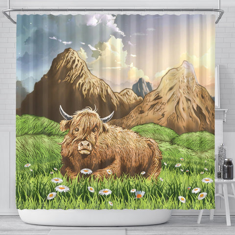 Scotland Highland Cattle Shower Curtain Garden J1