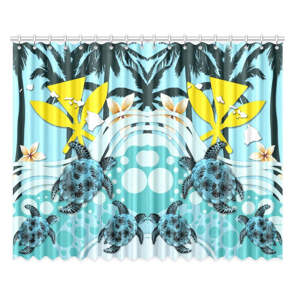 Hawaii Window Curtain - Blue Turtle Hibiscus A24