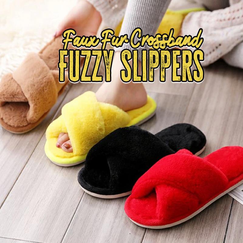 FAUX FUR CROSSBAND INDOOR SLIPPERS