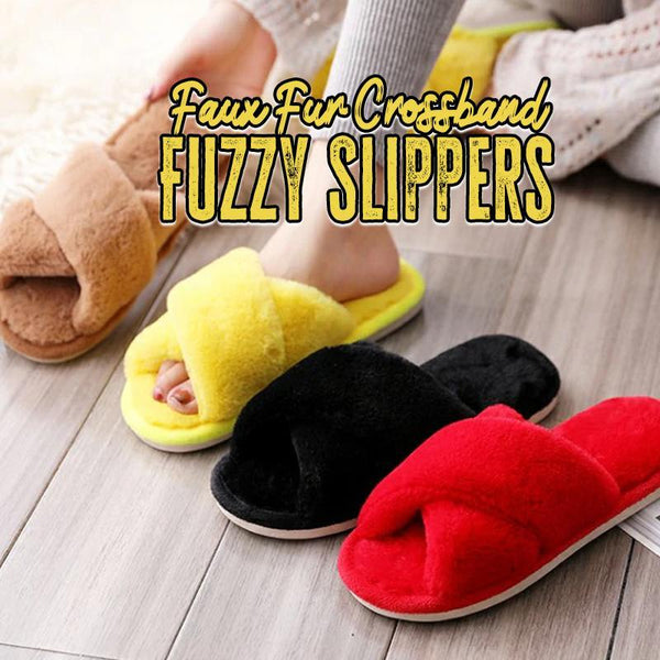 FAUX FUR CROSSBAND INDOOR SLIPPERS