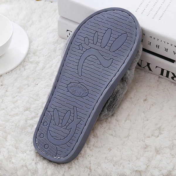 FAUX FUR INDOOR CROSSBAND SLIPPERS