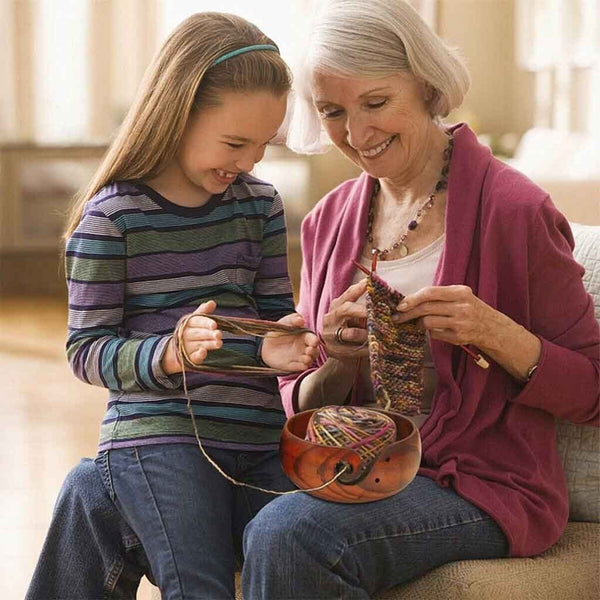 WOODEN YARN STORAGE BOWL