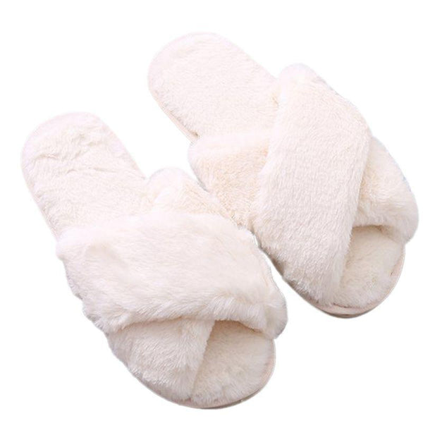 FAUX FUR INDOOR CROSSBAND SLIPPERS
