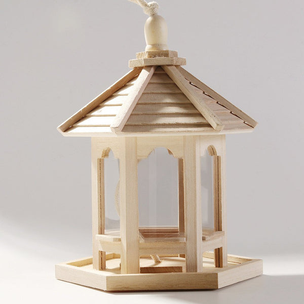 HANGING BIRD FEEDER WOODEN HOUSE