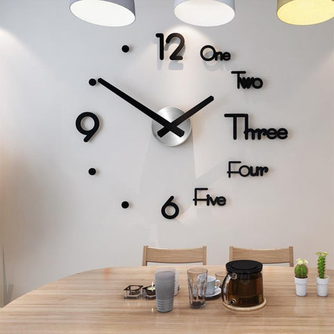 3D FRAMELESS DIY LARGE WALL CLOCK