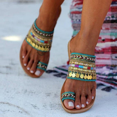 BOHEMIAN TOE RING SANDALS