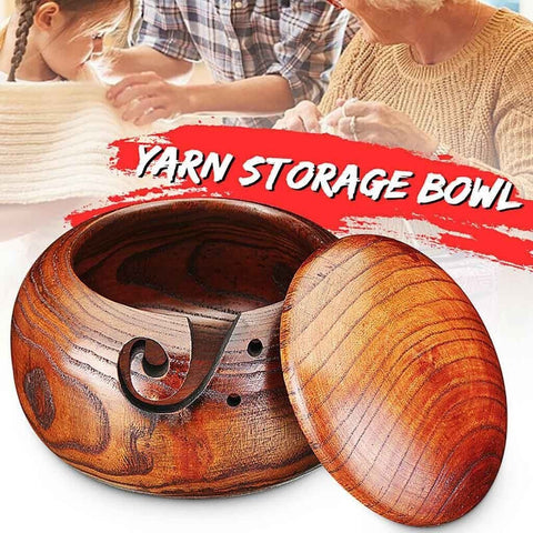 WOODEN YARN STORAGE BOWL