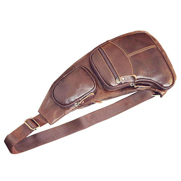 Genuine Leather Cowhide Vintage Sling Chest Bag