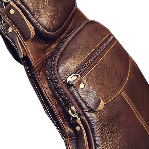 Genuine Leather Cowhide Vintage Sling Chest Bag