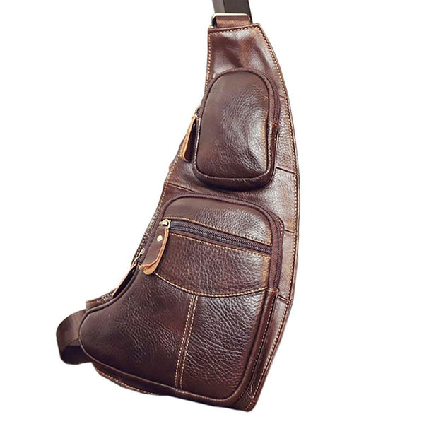 Genuine Leather Cowhide Vintage Sling Chest Bag
