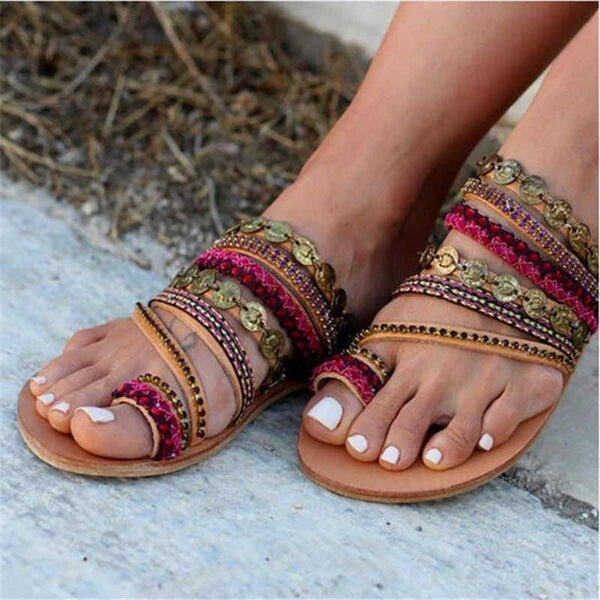 BOHEMIAN TOE RING SANDALS