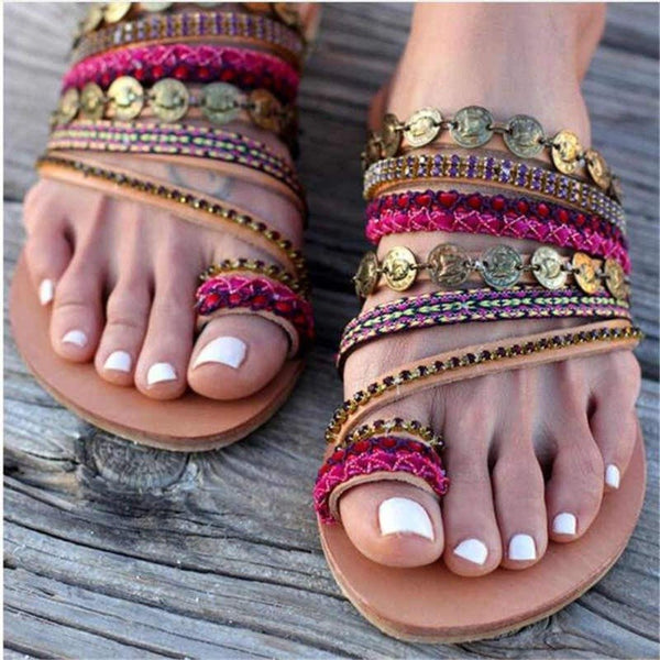 BOHEMIAN TOE RING SANDALS