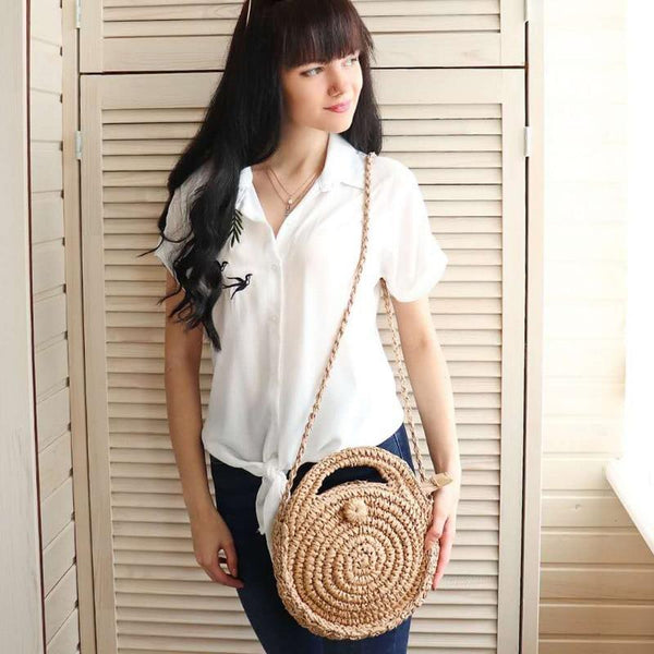 Handmade Round Rattan Woven Bag