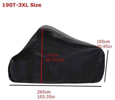 Waterproof Motorcycle Cover Outdoor with Anti-Theft Lock Hole - Black