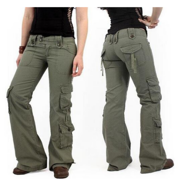 Multi-pocket Baggy Trousers Flared Cargo Pants