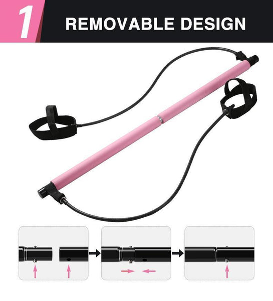Portable Pilates Bar Kit With Resistance Band Exercise Stick