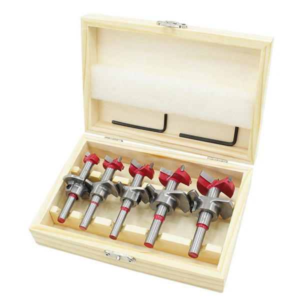 Drillpro 5Pcs Forstner Drill Bit Set 15 20 25 30 35mm Wood Auger Cutter Hex Wrench Woodworking Hole Saw For Power Tools