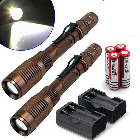 Tactical Flashlight 1200 Lumen CREE T6 LED  5 Mode Torch + 18650 Battery + Charger Get 2 for Only $29.95