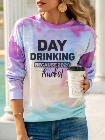 Women's Day Drinking Sucks Tie-dye Print Hoodie