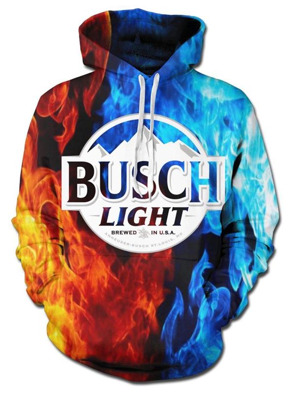 Men's BUSCH LIGHT  BREWED IN U.S.A  Anneuser.busch ST.Louis.Mo printed pullover hooded sweatshirt