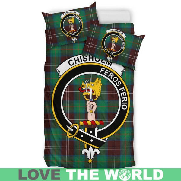 Chisholm Hunting Ancient Clan Badge Tartan Bedding Set K5