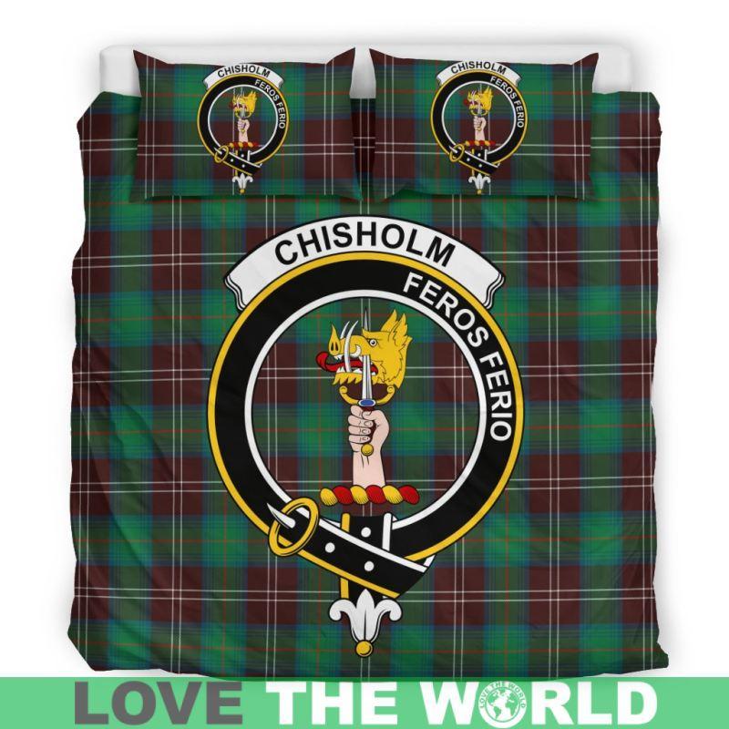 Chisholm Hunting Ancient Clan Badge Tartan Bedding Set K5