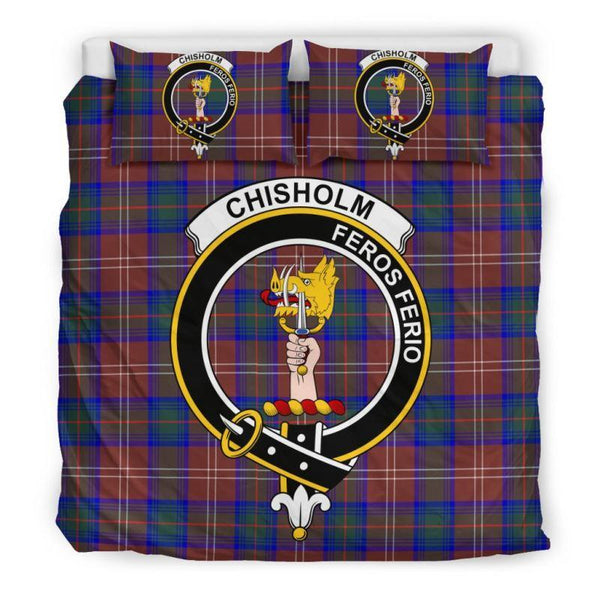 Chisholm Hunting Modern Clan Badge Tartan Bedding Set K5