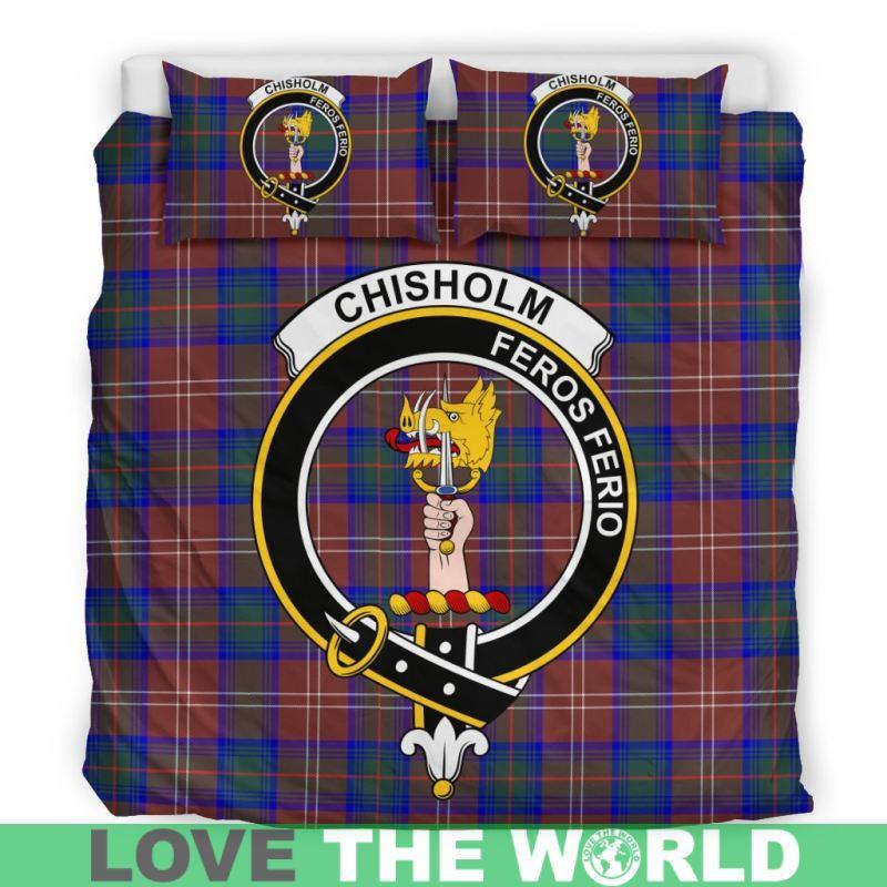 Chisholm Hunting Modern Clan Badge Tartan Bedding Set K5