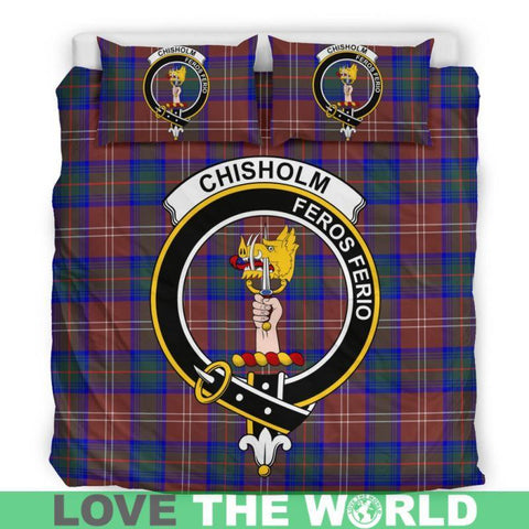 Chisholm Hunting Modern Clan Badge Tartan Bedding Set K5