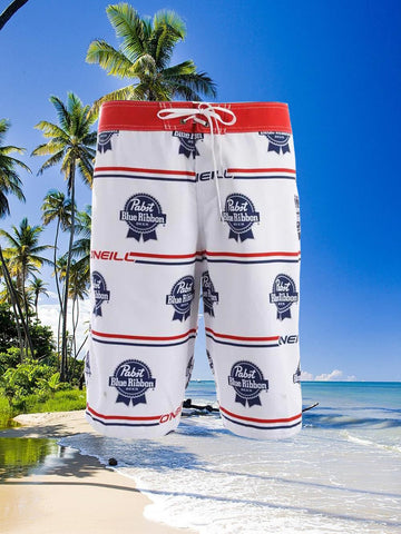 Men's PABST BLUE RIBBON BEER Print Shorts