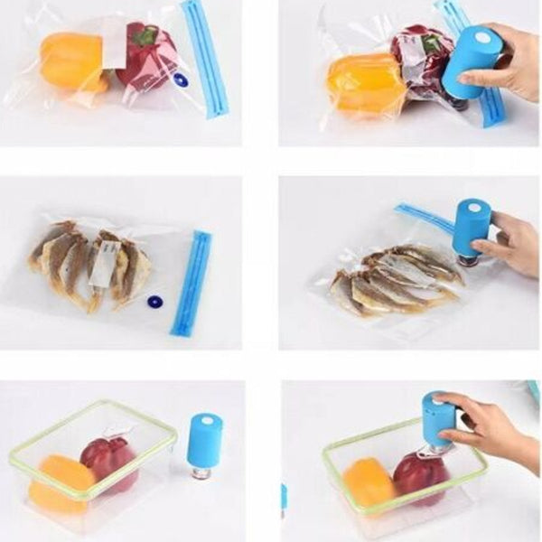 Portable Mini Automatic Electric Compression Vacuum Pump Food Storage Packing Wrapping Device + 5 Compressed Bags