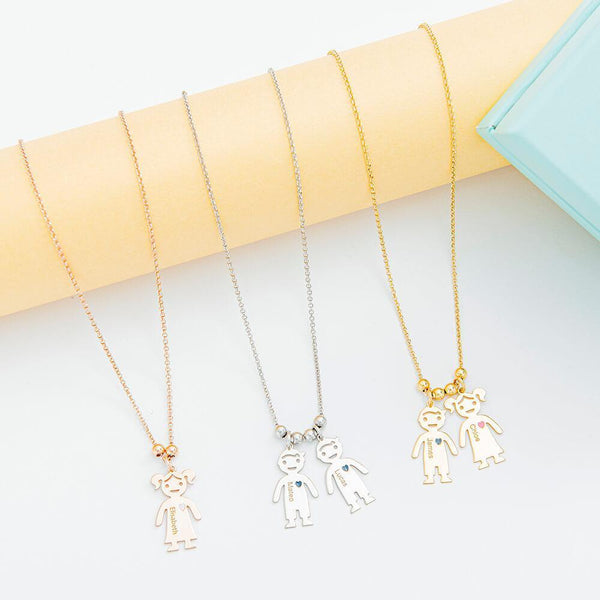 Necklace with Engraved Children Charms