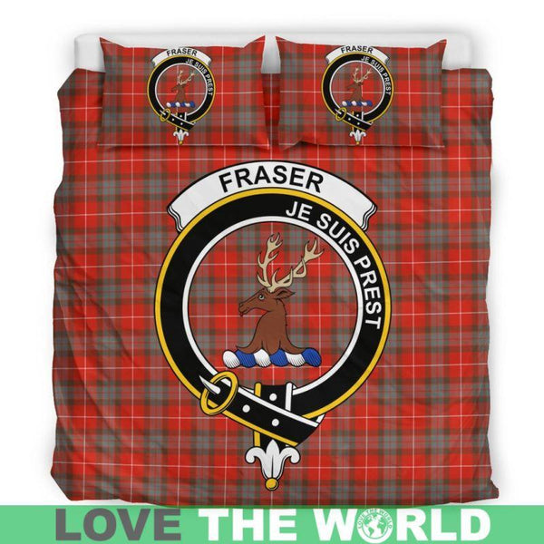 Fraser Of Lovat Weathered Clan Badge Tartan Bedding Set K7
