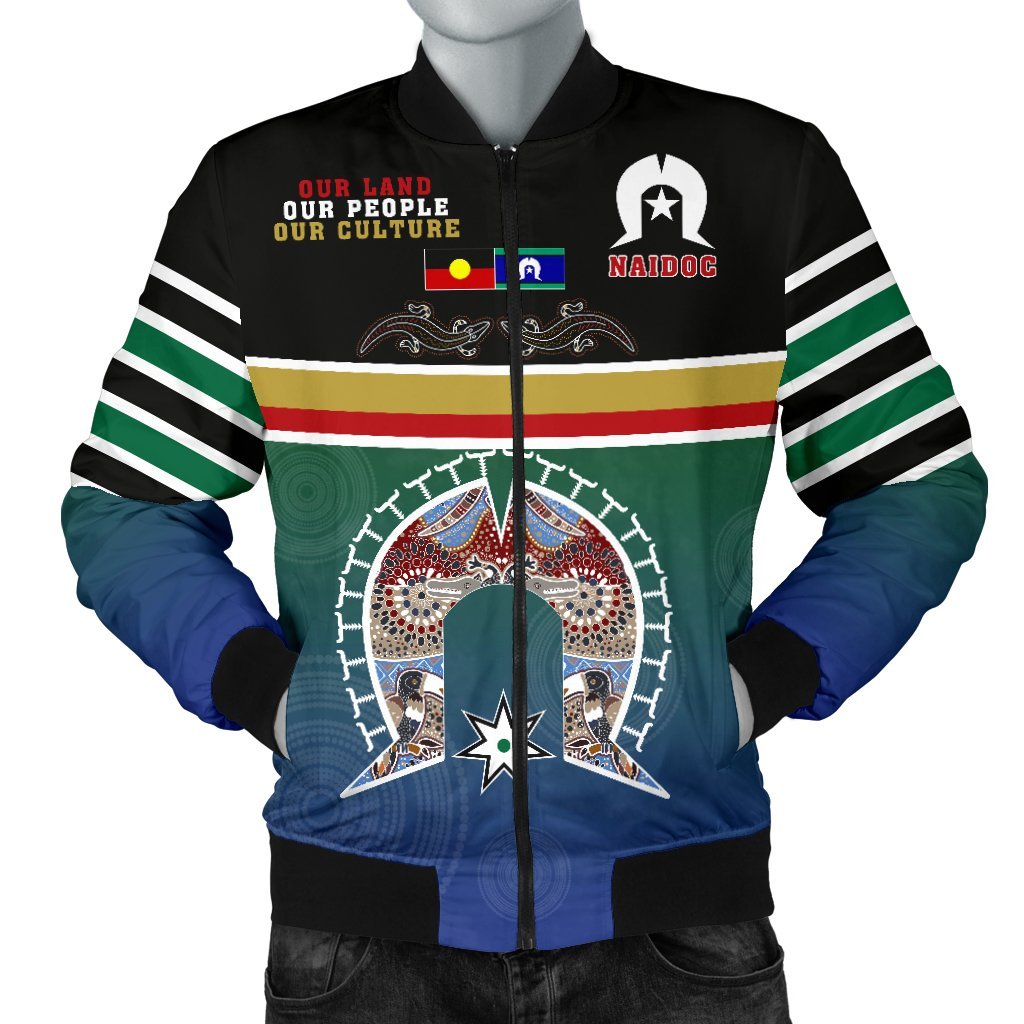 1stTheWorld Australia Men's Bomber Jacket - Aboriginal And TSI Flags Naidoc - Quing Style - J5