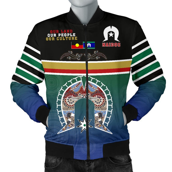 1stTheWorld Australia Men's Bomber Jacket - Aboriginal And TSI Flags Naidoc - Quing Style - J5