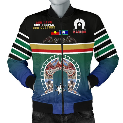 1stTheWorld Australia Men's Bomber Jacket - Aboriginal And TSI Flags Naidoc - Quing Style - J5