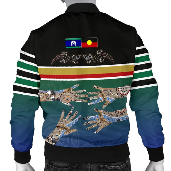 1stTheWorld Australia Men's Bomber Jacket - Aboriginal And TSI Flags Naidoc - Quing Style - J5