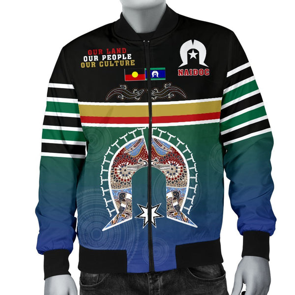 1stTheWorld Australia Men's Bomber Jacket - Aboriginal And TSI Flags Naidoc - Quing Style - J5