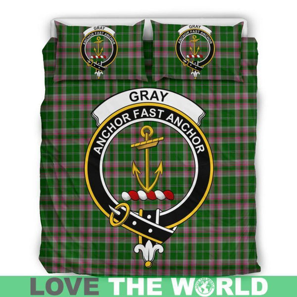 Gray Hunting Clan Badge Tartan Bedding Set K7