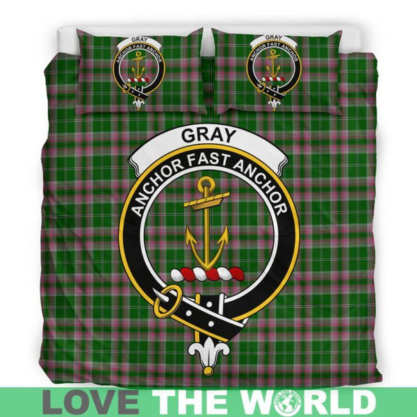 Gray Hunting Clan Badge Tartan Bedding Set K7