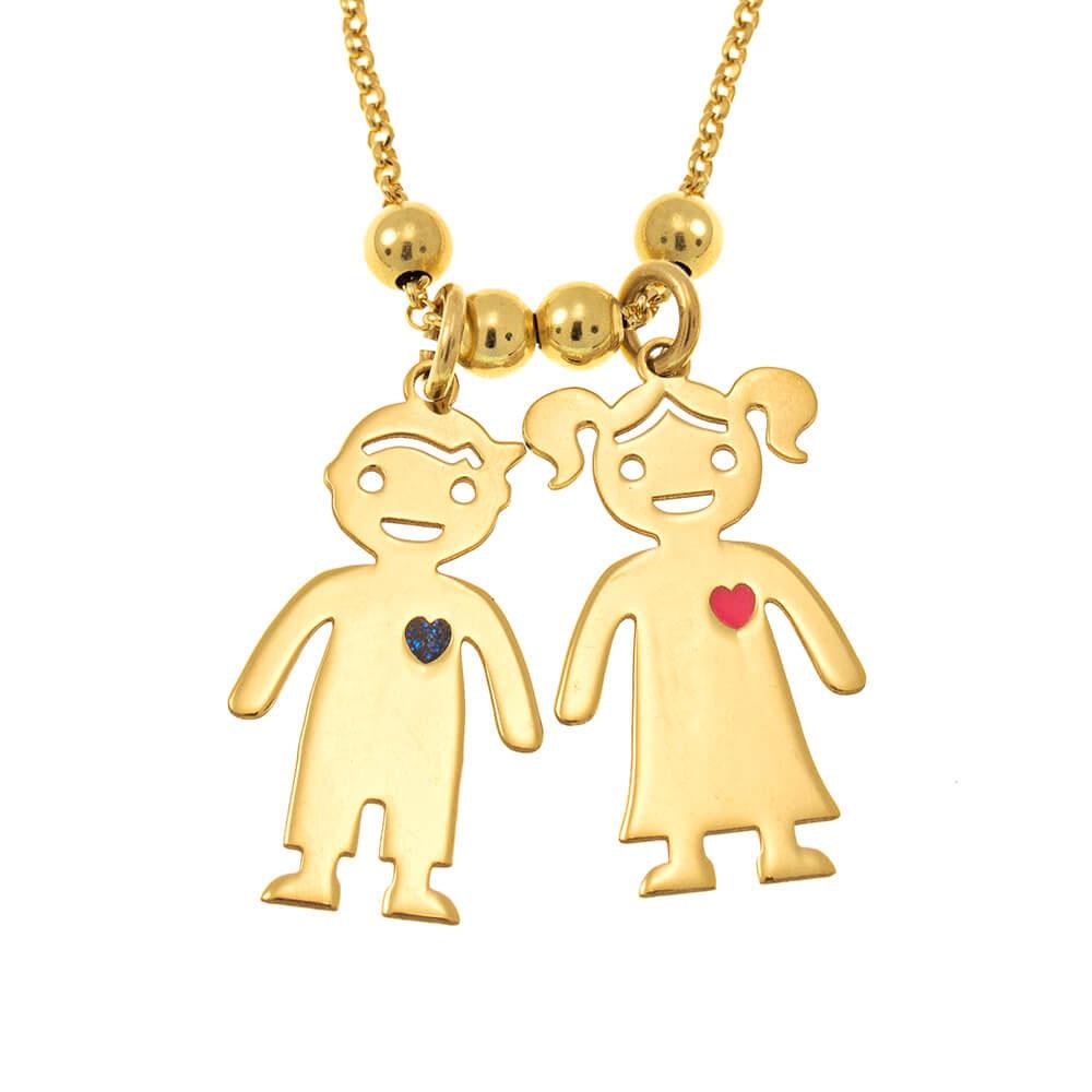 Necklace with Engraved Children Charms