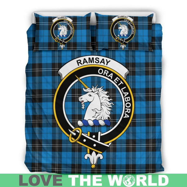 Ramsey Blue Ancient Clan Badge Tartan Bedding Set K7