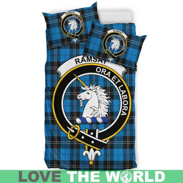 Ramsey Blue Ancient Clan Badge Tartan Bedding Set K7