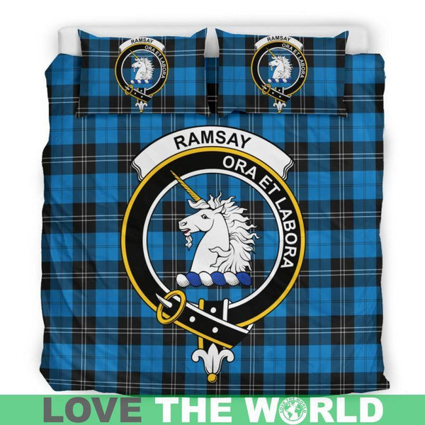 Ramsey Blue Ancient Clan Badge Tartan Bedding Set K7