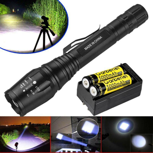 2 x Tactical 1500 Lumens 5 Modes T6 LED Flashlight +18650 Battery+ Charger