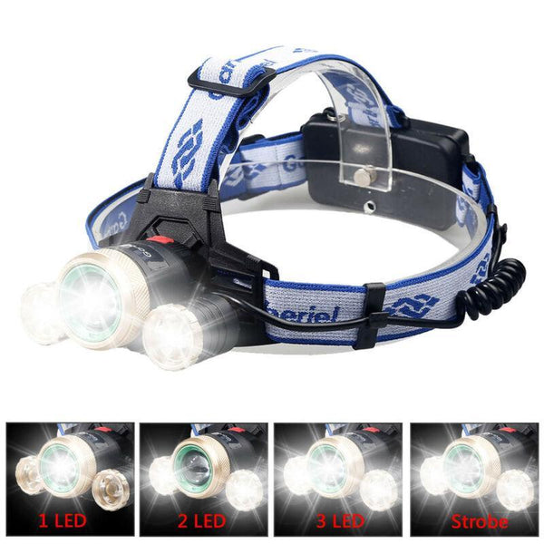 Zoomable Headlamp 3x T6 LED Headlight Head Light 18650 Flashlight Torch