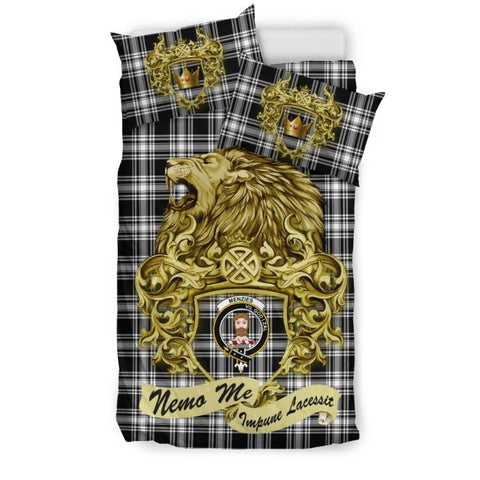 Scotland Lion Menzies Black & White Modern Tartan Bedding Set K7